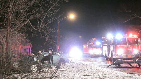 Car accident on road with wreck after crash 