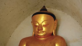 Video 1920x1080 - Gilded Buddha statue close-up. Burma. Bagan