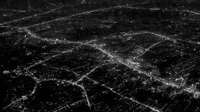 Video 1920x1080 - Night lights of the city. View from the airplane window