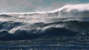 Ocean waves storm sea spray