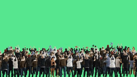 Crowd of people. Green screen. These people are real, shot on green screen. 