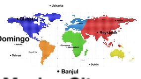 World Map with Capital Cities on White BG 1080p
