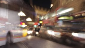 blurred shot of lights in piccadilly circus, london