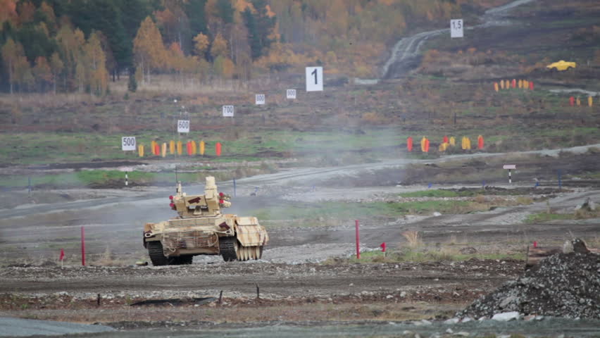 Military exercises at the landfill, tank support combat vehicle fires