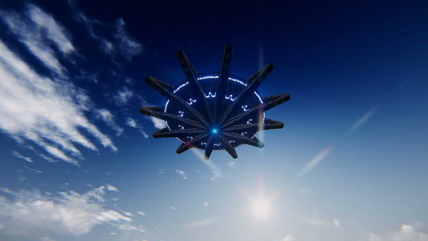 Flying saucer, the mothership landing in the desert