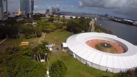 Bicentennial Park Miami aerial video footage