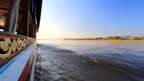 Mekong river, boat cruise. Laos, Huai Xai area.