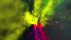 twinkling floating defocused dust particles multi colored abstract animation dark background

