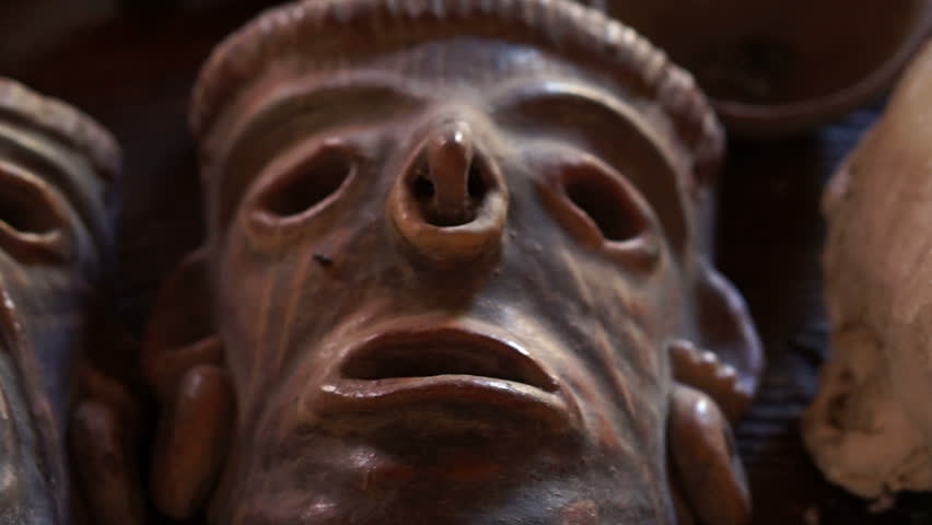 Dolly shot of Traditional Mexican Face Masks