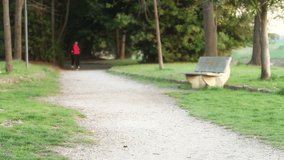 Two Young Women Running at Park