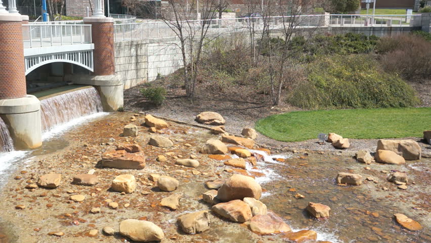 Man made river and waterfall near the Convention Center in downtown Knoxville Tennessee