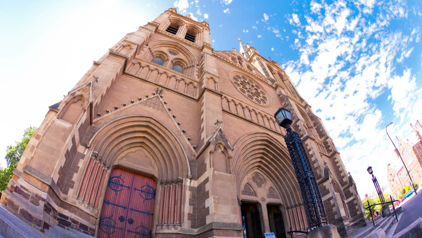 Motorized dolly timelapse video of a cathedral in Adelaide, Australia