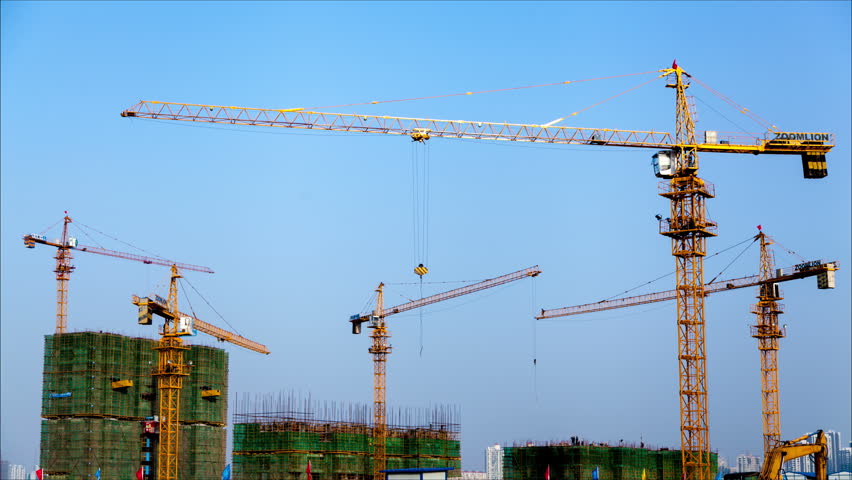 Time lapse of Building Under Construction, Crane and bamboo scaffolding | Shutterstock HD Video #5638727