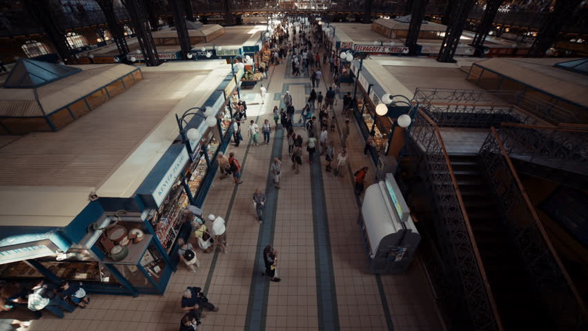 Tilt of the great market hall in Budapest