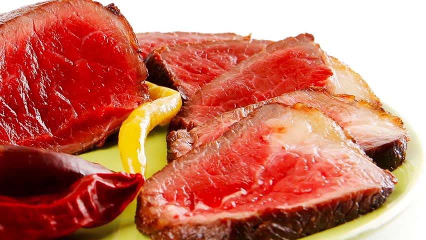 meat slices and chunk with vegetables and peppers 1920x1080 intro motion slow hidef hd