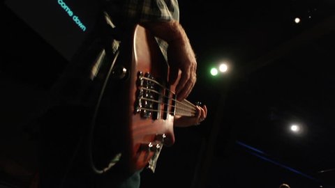 Bass Close-up during Worship on stage at Church (band shot)