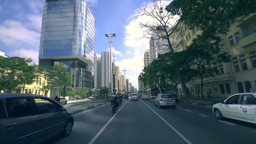 commuter traffic day   sao paulo brazil pov driving 