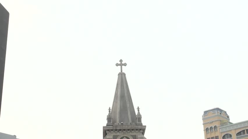 Holy Rosary Cathedral. Facade of a Catholic church in Kaohsiung