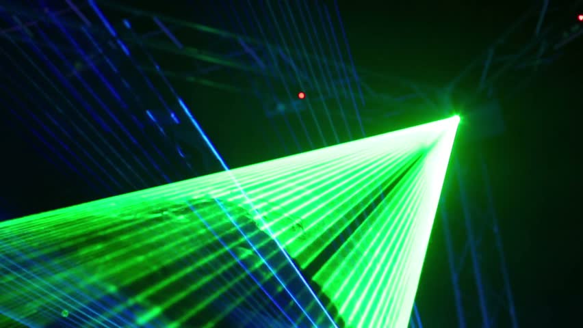 Modern laser lighting equipment at exhibition, may be harmful for camera matrix Royalty-Free Stock Footage #5676074