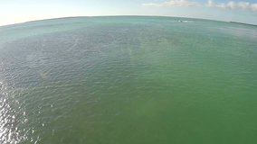 Aerial footage of a boat in the Florida Keys