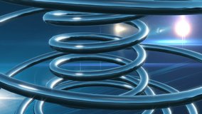 Abstract rotating chrome coil turquoise blue background lens flare
3D Animated Computer Design Abstract Background 