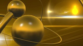 rotating golden metal atomic shape orange background lens flare close up
3D Animated Computer Technology Design Abstract Background 