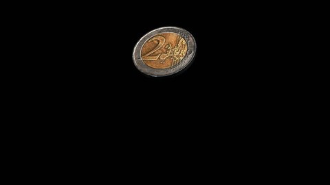 Realistic Coin Flip (2 Euro), HD, with Alpha Channel