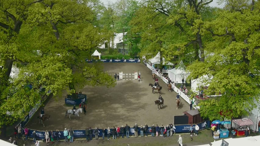 Aerial shot of equestrian sport