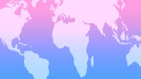 Earth Map - Blue & Pink - Silhouette - Diagonal Loop - 02 - Global continental flow for background, mask, texture, transition related to business, politics, history, culture, education, geography...