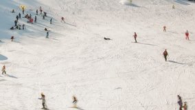 2) Time lapse of people skiing in Korea.