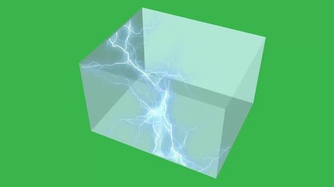 energy in glass box - green screen