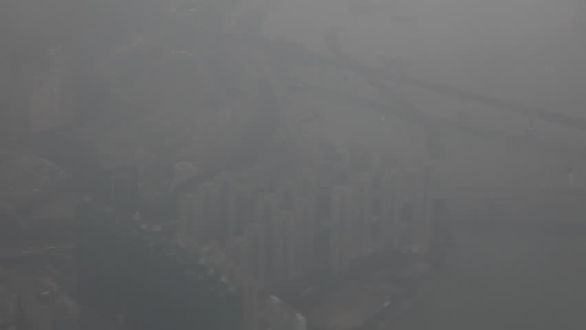 Flying above Hong Kong in the fog