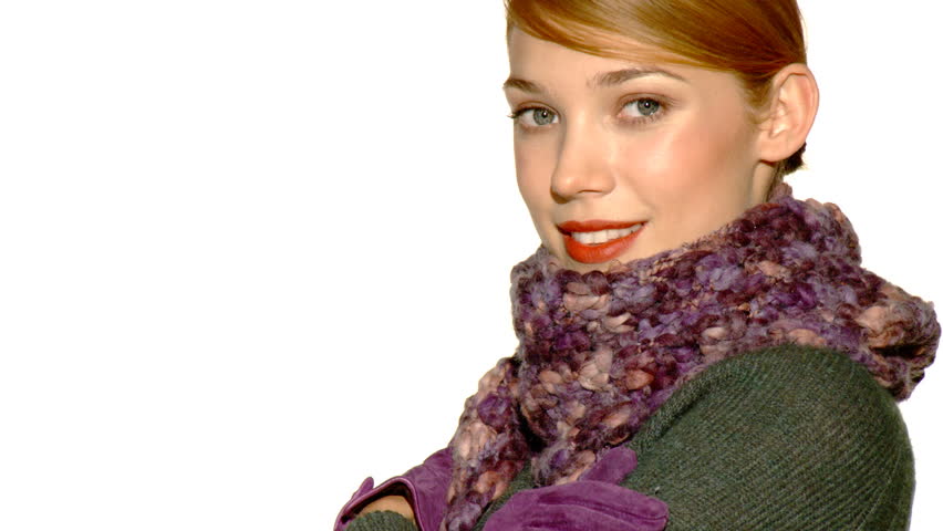 Portrait of beautiful blond woman wearing winter clothes 