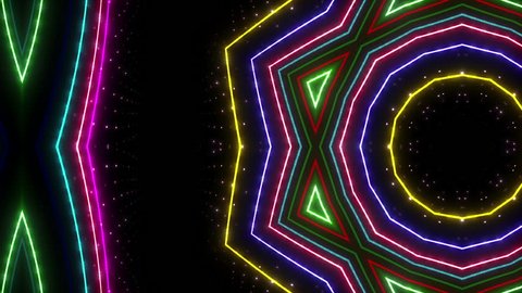 Kaleidoscope Neon lights Line abstract background.