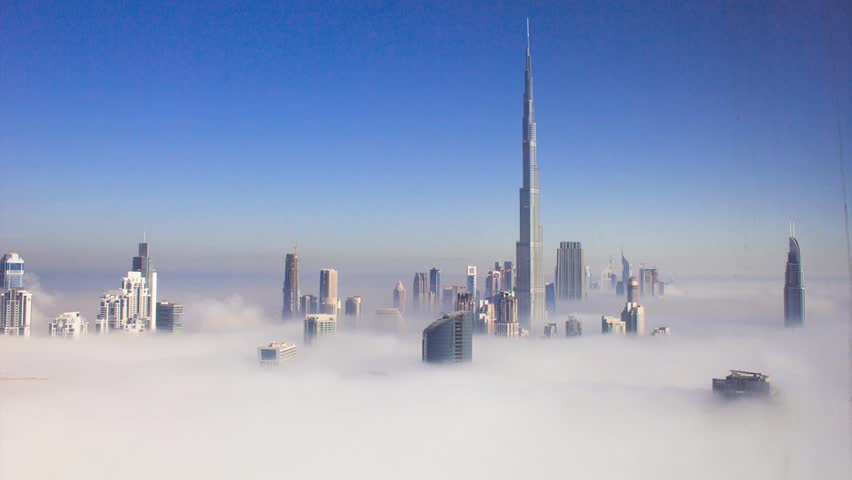A timelapse of Burj Khalifa (Tallest tower in the world) covered with fog. | Shutterstock HD Video #5714522