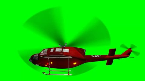 Helicopter Bell UH1 Huey - Air Rescue in fly - green screen