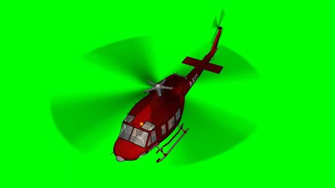Helicopter Bell UH1 Huey in fly - green screen 