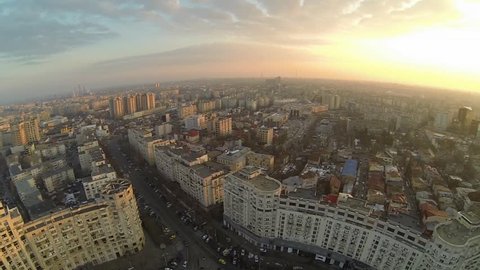 Aerial view of Bucharest, Romania, shot from a drone