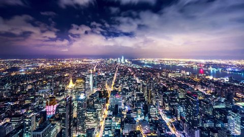New York City Manhattan aerial panorama cityscape skyline. 4K Timelapse. Vídeo Stock
