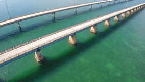 Aerial video of the 7 seven mile bridge in the Florida Keys circa 2014