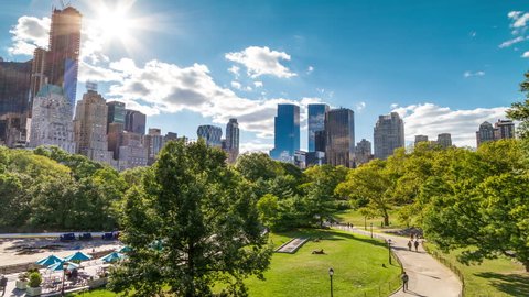 Central Park in New York City - Timelapse of NYC - Green Nature - Public Park - Summer Time-Lapse - Beautiful Colorful Sunny Day Time Lapse Stock Video
