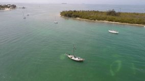 Aerial video of sailboats in the Florida Keys