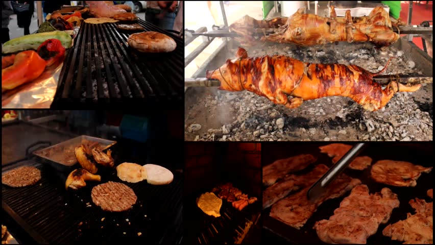burger grill barbecue multi screen 스톡 동영상 비디오(100% 로열티 프리) 5729465 | Shutterstock