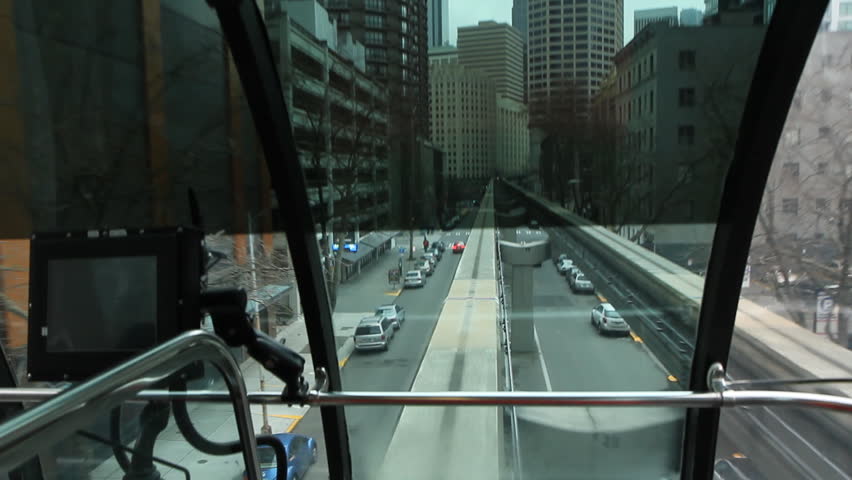 SEATTLE, WA on DEC 29th: Riding on the monorail in Seattle on Dec 29th, 2013. It opened on Mar 24, 1962 for the Century 21 Exposition, a World