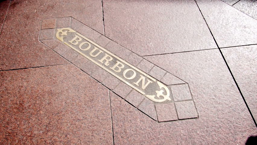 Walking on the sidewalks of Bourbon Street in New Orleans, LA.