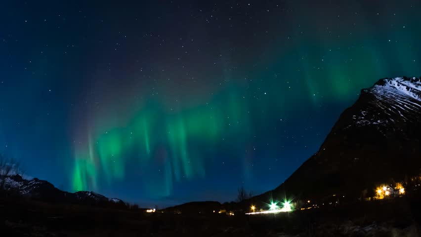 Polar lights (aurora borealis) on the Lofoten in Norway | Shutterstock HD Video #5758769