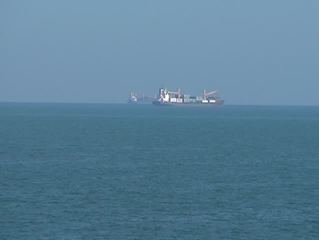 Big ship far way on the sea