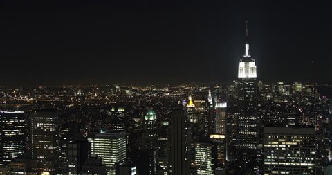 US 2013 - 4K Night Lapse Of The Empire State Building And Downtown Manhattan, New York