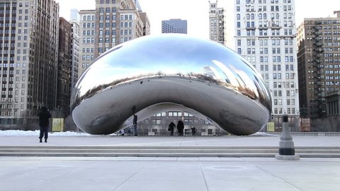 CHICAGO, IL - Feb 25, 2014: Despite the cold temperatures, "The Bean" always has visitors, video