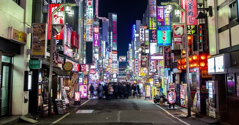 TOKYO 2013 - Time Lapse of the busy Kabukicho Area Of Shinjuku In Tokyo, Japan